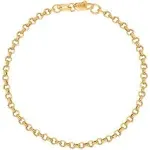 Ritastephens 10K Yellow Gold Rolo Foot Ankle Chain Anklet, Bracelet, or Chain Necklace 2.3mm, Women's, Grey Type