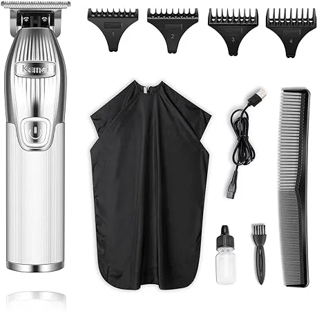 Kemei 0mm Baldheaded Hair Clippers for Men Professional Cordless Hair Trimmer Beard Trimmer with T Blade Zero Gapped Rechargeable Grooming Kit