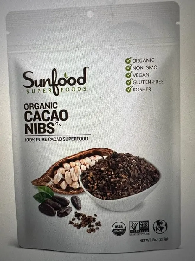 Sunfood Superfoods Organic Cacao Nibs, Sweet | 4 oz. Bag, 37 Servings | Pure Cacao Superfood, Keto, Paleo, and Vegan | 0g Added Sugar | Perfect for Baking, Smoothie, & Healthy Snack | Non-GMO