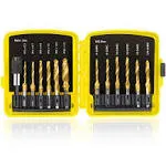 TOPEC Tap Bit Set, 3-in-1 HSS Titanium Coated Drill Tap Combination, 13 PCS SAE/Metric Threading tap Drill bit Set with 1/4 Inch Hex Shank, and Quick-Change Adapter