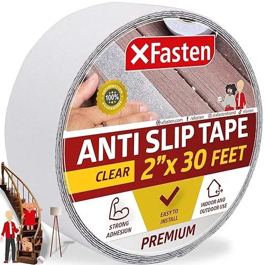 XFasten Anti Slip Tape | 2 Inches x 30 Foot | Clear