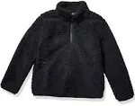 Essentials Toddler Girls Polar Fleece Lined Sherpa Quarter-Zip Jacket, Black, 3T