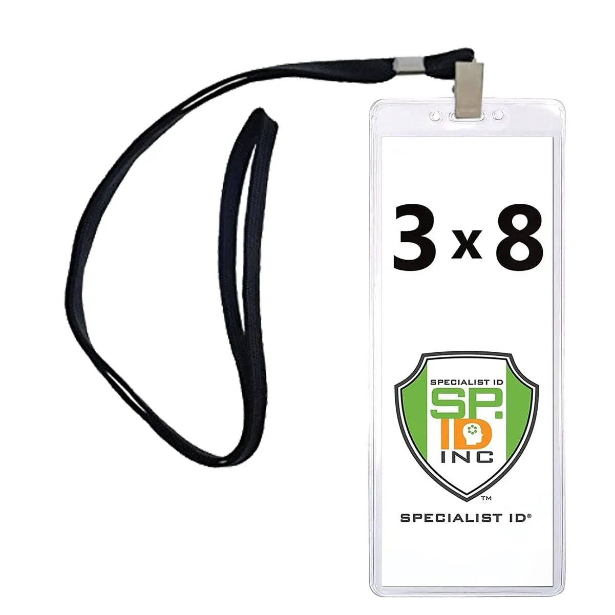 10 Pack - Heavy Duty 3x8 Ticket Badge Holder with Lanyard - Clear Plastic Extra Large Top Load Card Sleeve Protector for Concert, Season Tickets,