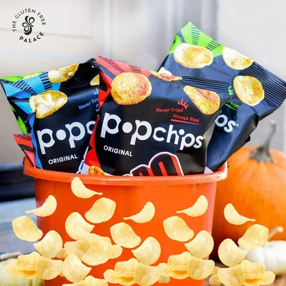 Pop Chips Variety Pack – 15 Individual Chips Packets – 6 Sea Salt, 6 BBQ, 3 Sour Cream Chips Packs, 0.8 Ounce Bags – Safe and Delicious Pop Chips – Fun Time Chips Bulk – Gift Ready Packaging