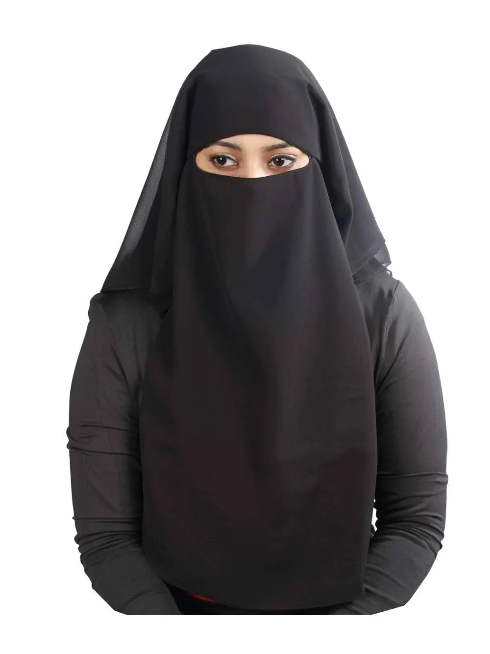 3 Layers Saudi Niqab In Breathable Georgette, Wholesale Price, 1pc Face Veil NQ-003