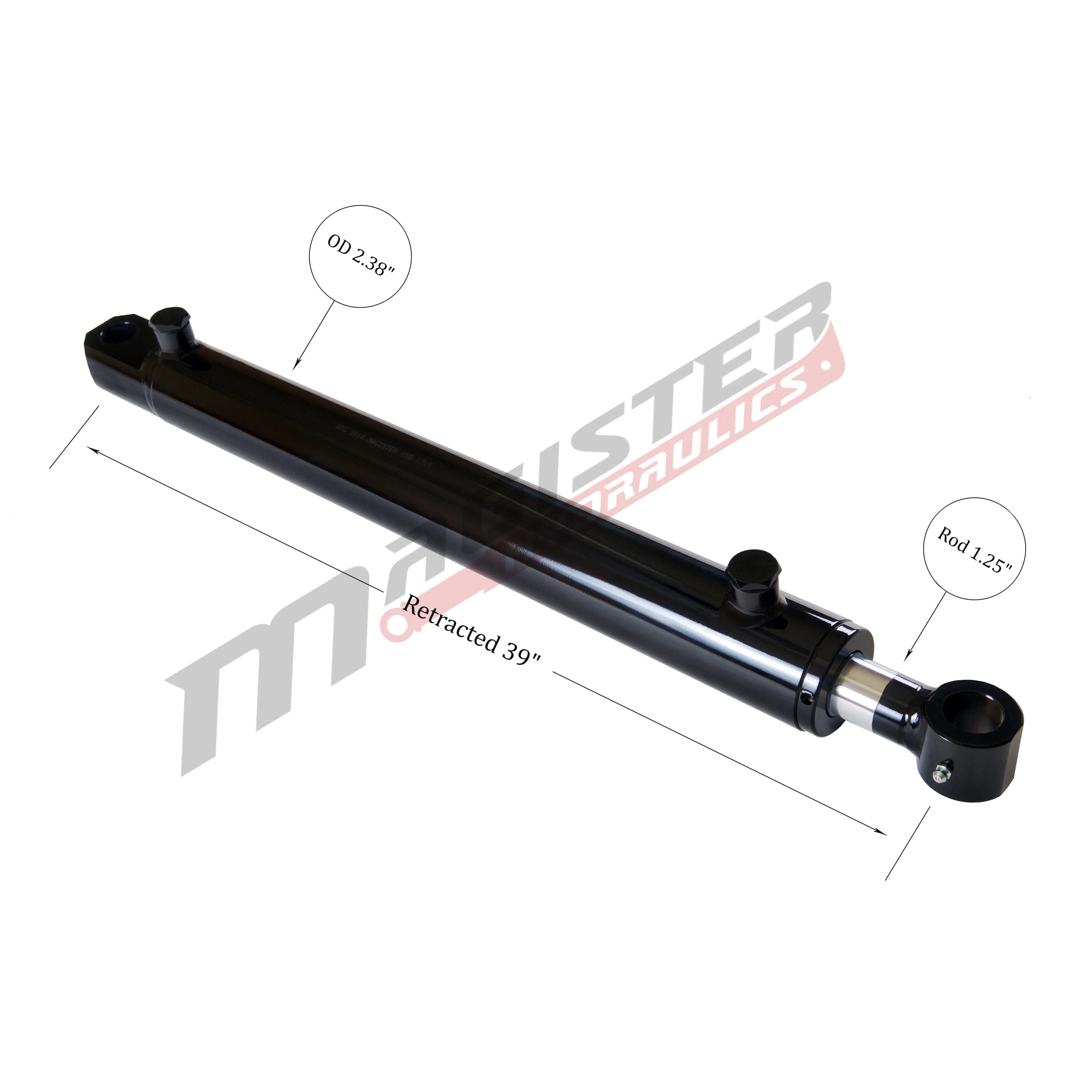 Magister Hydraulics Double Acting Hydraulic Cylinder - Tang Universal Hydraulic Cylinder 2" Bore, 18 inch Stroke Tang Style (2x18)