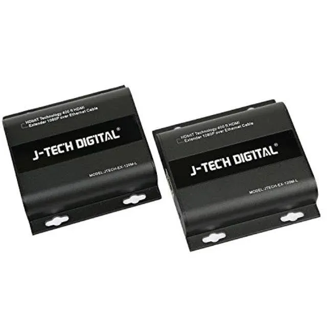 J-Tech Digital HDbitT HDMI Extender ONE to Many Full HD 1080p Over Ethernet Single Cat5e/cat6 Cable with IR Remote - Up to 400 Ft [JTECH-EX-120M-L2]