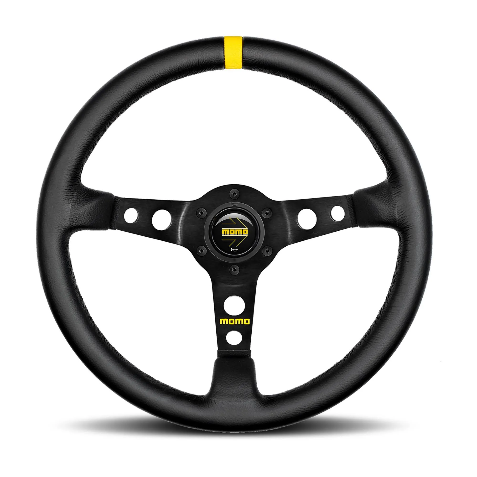 Momo MOD07 Steering Wheel 350 mm -  Black Leather/Black Spokes/1 Stripe