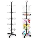 Retail Display Stand Store Display Rack 5 Tier Metal Spinning Display Stand Rack with Wheels Keychain Display Rack with Hooks Jewelry Socking Hat Display Stand for Malls, Showroom, Retail