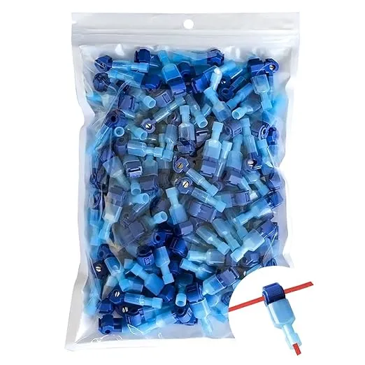 Vrupin 280 PCS T Tap Wire Connectors- Blue 18-14AWG Waterproof Wire Tap Connectors, T Taps for Wiring Automotive, Self Stripping Quick Disconnected T Splice Wire Connectors Terminals Kit