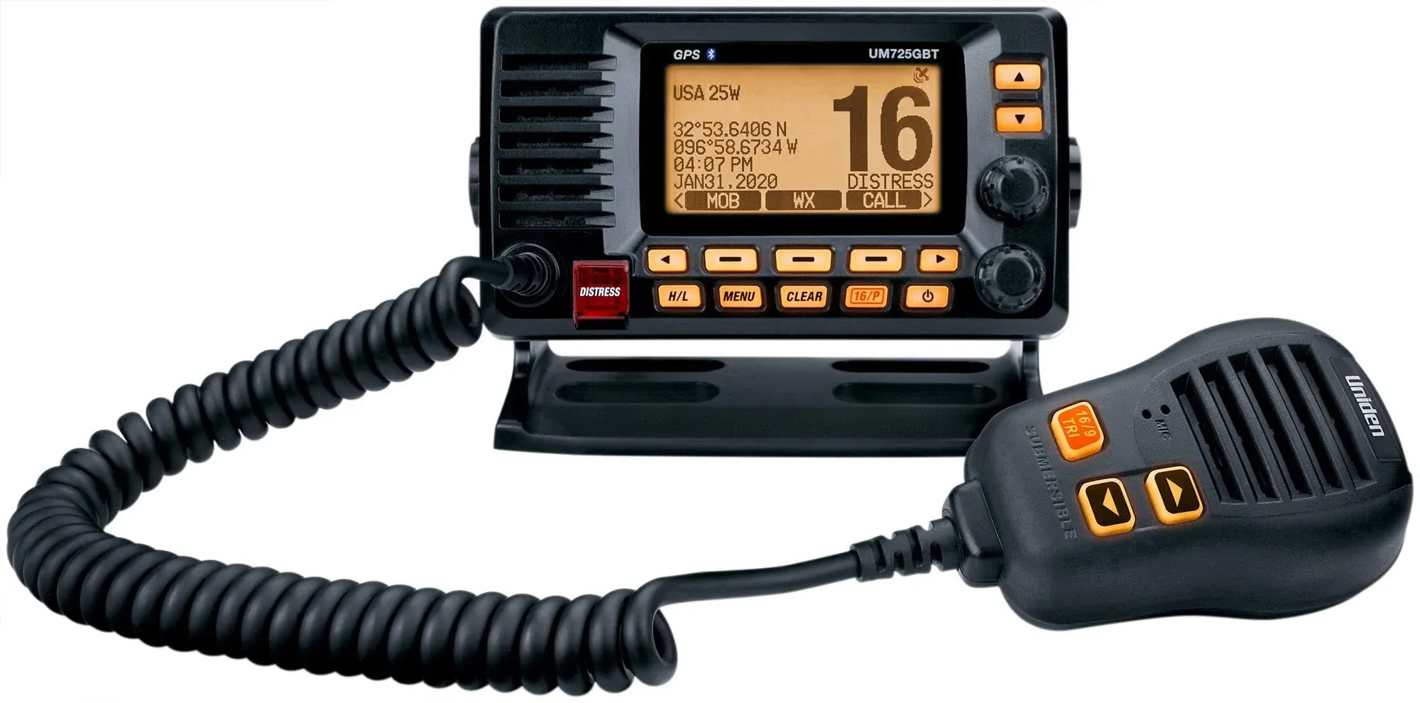 Uniden - UM725 Fixed Mount VHF w/GPS & Bluetooth - Black