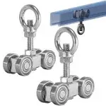 SKTREX 4 Wheel Silent Trolley Assembly Rollers Four Bearing Trolley Assembly for 1-5/8" Wide and All 1-5/8" or Taller unistrut Strut Channel with M10 Bolt and Lifting Eye Nuts