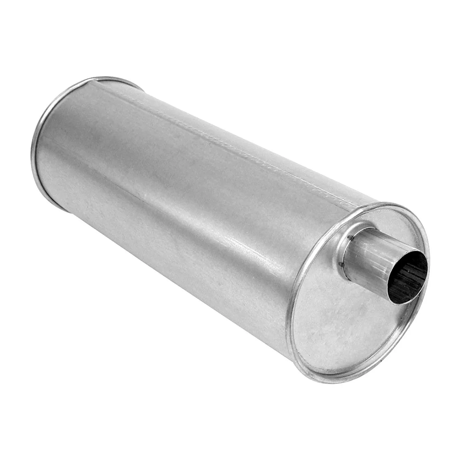 AP Exhaust® 700152 - MSL Maximum Aluminized Steel Round Direct Fit Exhaust Muffler with Inlet / Outlet Neck