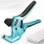 SHALL PVC Pipe Cutter, Cuts Up to 2-1/2, Heavy-Duty Aluminum Ratchet Pipe Cutter Tool for PVC, PPR, PE, PEX, Plastic Hoses & Plumbing Pipes, Fast Pipe