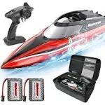 ALPHAREV RC Boat - R308 32+ KPH Fast Remote Control Boat for Pool & Lake with Hydro Dipped Speed Boat Hull, Portable Suitcase, Self-Righting, One Key Demo, 2.4Ghz Racing RC Boats for Adults & Kids