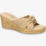 Women's Tuscany by Easy Street Ghita Wedge Sandals in Natural Crepe Size 10