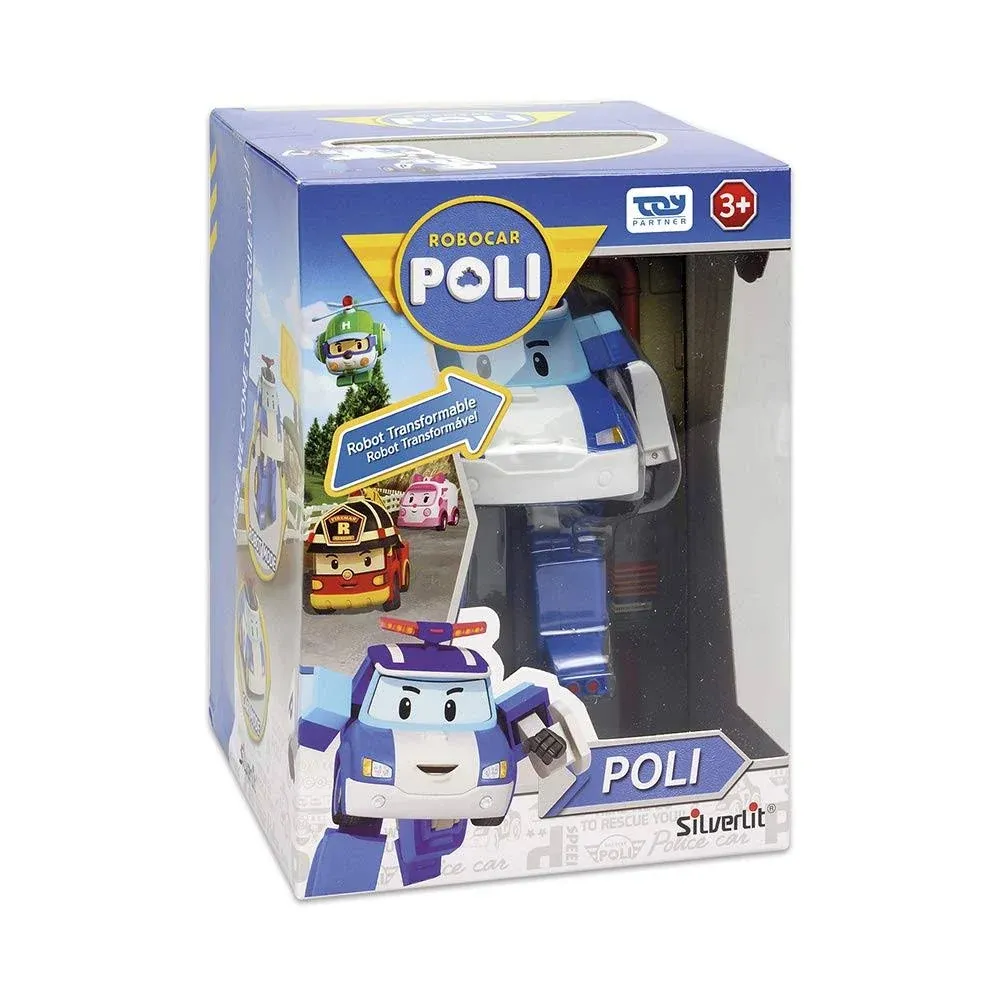 Robocar Poli Transforming Robot, 4" Transformable Action Toy Figure Vehicles, Police Emergency Vehicle Playset, Holiday Birthday Rescue Car Toys Gift for Boys Girls Age 1 2 3 4 5