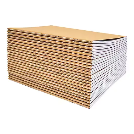 Better Office Products - Kraft Notebook - sewn-bound - 140 x 211 mm - 30 Sheets / 60 Pages - White - Plain - Paper (Pack of 24)