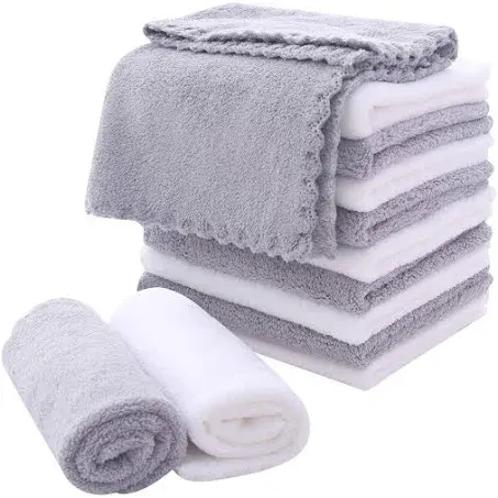 MOONQUEEN Microfiber Facial Cloths Fast Drying Washcloth 12 pack - Premium Soft Makeup Remover Cloths - Highly Absorbent