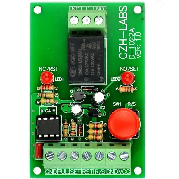 ELECTRONICS-SALON Panel Mount Momentary-Switch/Pulse-Signal Control Latching SPDT Relay Module,12V