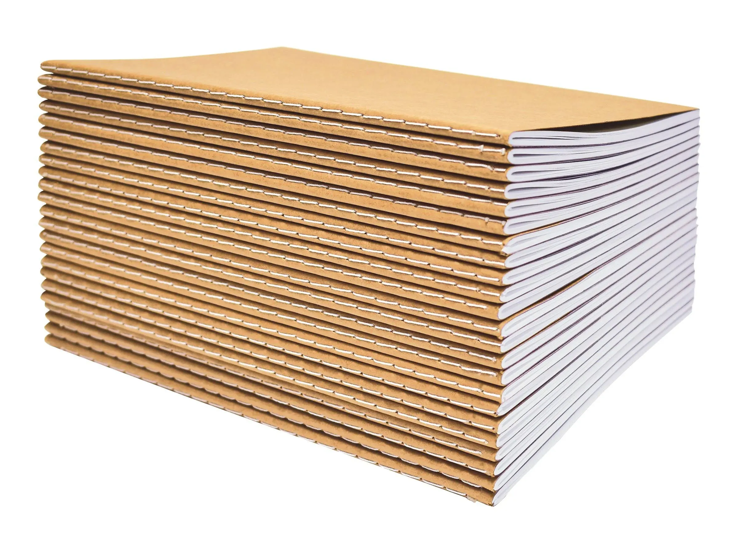 Better Office Products - Kraft Notebook - sewn-bound - 140 x 211 mm - 30 Sheets / 60 Pages - White - Plain - Paper (Pack of 24)