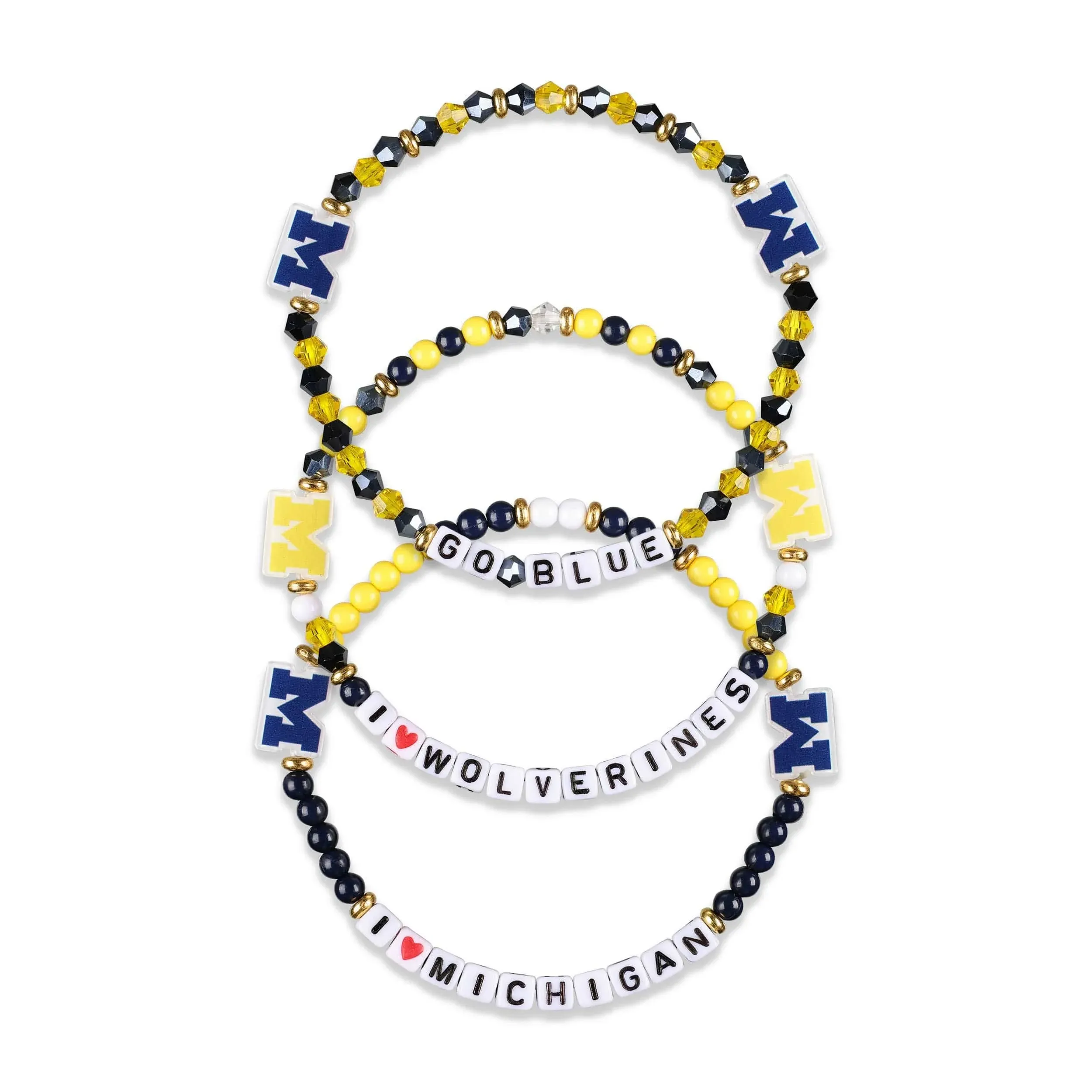 Michigan Wolverines NCAA 3 Pack Friendship Bracelet