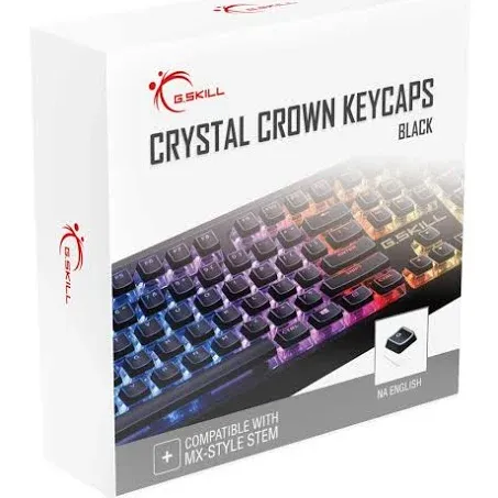 G.SKILL Crystal Crown Keycaps - Keycap Set with Transparent Layer for Mechanical Keyboards, Full 104 Key, Standard ANSI 104 English (US) Layout - White