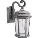 CORAMDEO Dusk to Dawn Outdoor Hex Wall Lantern, Wet Location, E26 Standard Socket, Durable Cast Aluminum in Galvanized Finish & Decorative Seeded Glass, Photocell Sensor activates Fixture When Dark