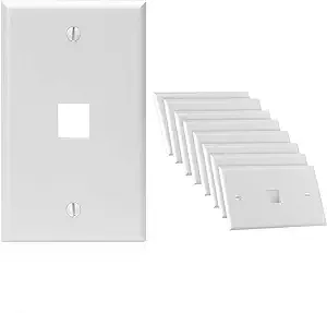 Cmple - [10 Pack] 4 Port Keystone Wall Plate Single-Gang Wall Plate with Standard ...