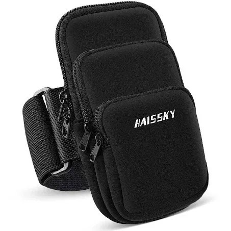 3 Pockets Running Phone Armband Holder for iPhone 15 14 Pro Max 13 Plus 12 11 XS XR X 8 7 Galaxy S23 Pouch Key Card Bag, Water Resistant Cell Phone Sport Arm Bands for Exercise Walking Workout Gym