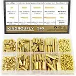 240Pc M2.5 Male Female Brass Standoff Spacer PCB Board Hex Screws Nut Assortment