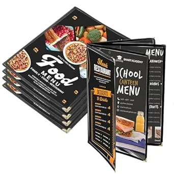 4-PCS Menu Covers 8.5 x 11 Inch Menu-Holder - 4 Page 8 View Restaurant Menu Book Fits A4 Size Paper, Clear Menu Sleeves Bar Cafe Menu Folder Morning Menu Homeschool, Black