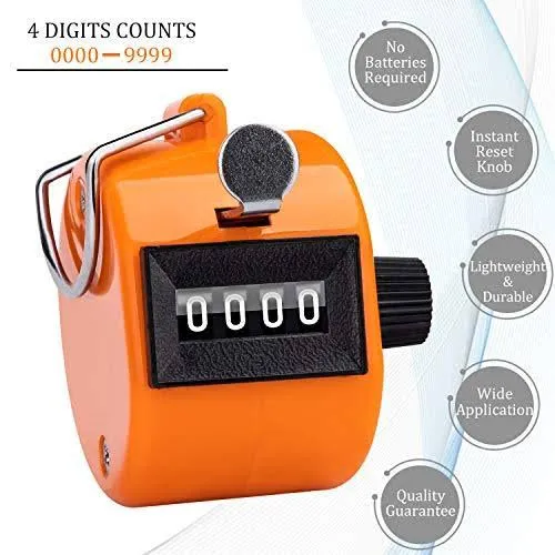 KTRIO Pack of 6 Colors Handheld Tally Counter 4 Digit Number Count Clicker Counter, Hand Mechanical Counters Clickers Pi