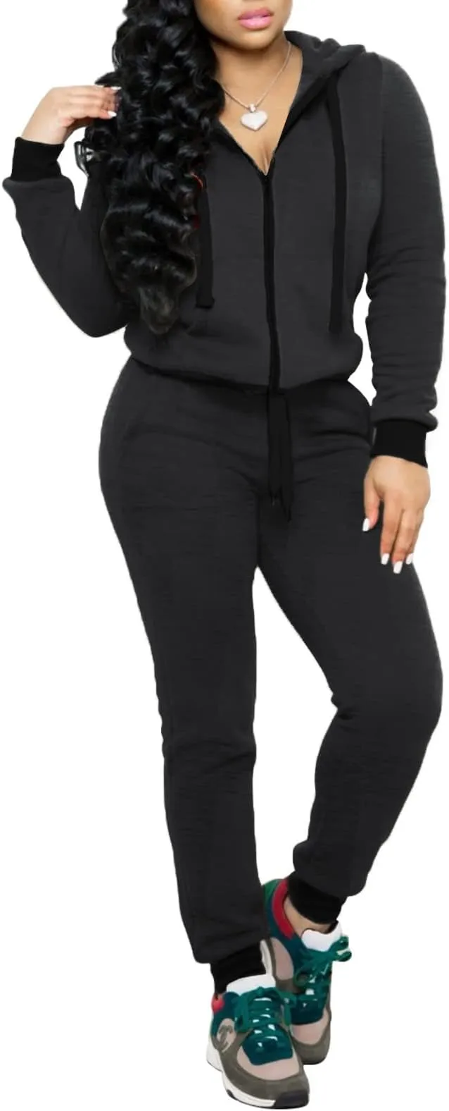 CLOCOR Track Suits for Women Set - Casual 2 Piece Outfits Sweatsuit Pocket Hoodies Long Sleeve with Patchwork Pants Set