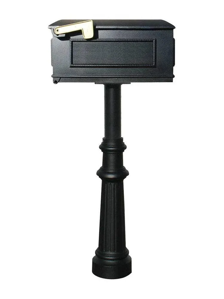 Qualarc The Hanford Single Mailbox Post System, Black - HPST1-US-800-LM