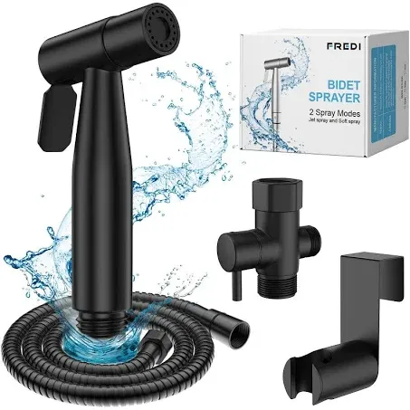 FREDI Bidet Sprayer for Toilet - Handheld Sprayer Kit, Adjustable Pressure, Stainless Steel, Easy to Install (Matte Black)