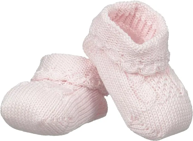 Jefferies Socks unisex-baby Cable Bootie, Pink, Newborn