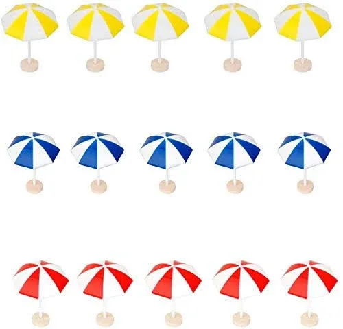 Taotenish 15pcs Miniature Sun Umbrella Beach Sun Umbrella PVC Micro Landscape ...