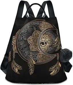 ALAZA Boho Crescent Moon Dreamcatcher Backpack Purse for Women Anti Theft Fashion Back Pack Shoulder Bag