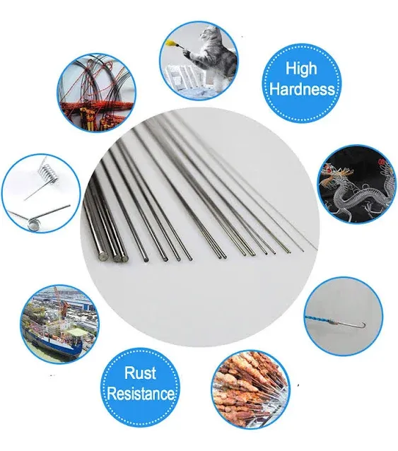 304 Stainless Steel Spring Wire, 40cm Lengh Straight Stainless Steel Spring Wire Assortment Kit, Hard Steel Straight Wire Diameter 0.4mm 0.6mm 0.8mm 1mm 1.2mm 1.4mm 1.6mm 1.8mm 2mm 3mm, 100Pcs