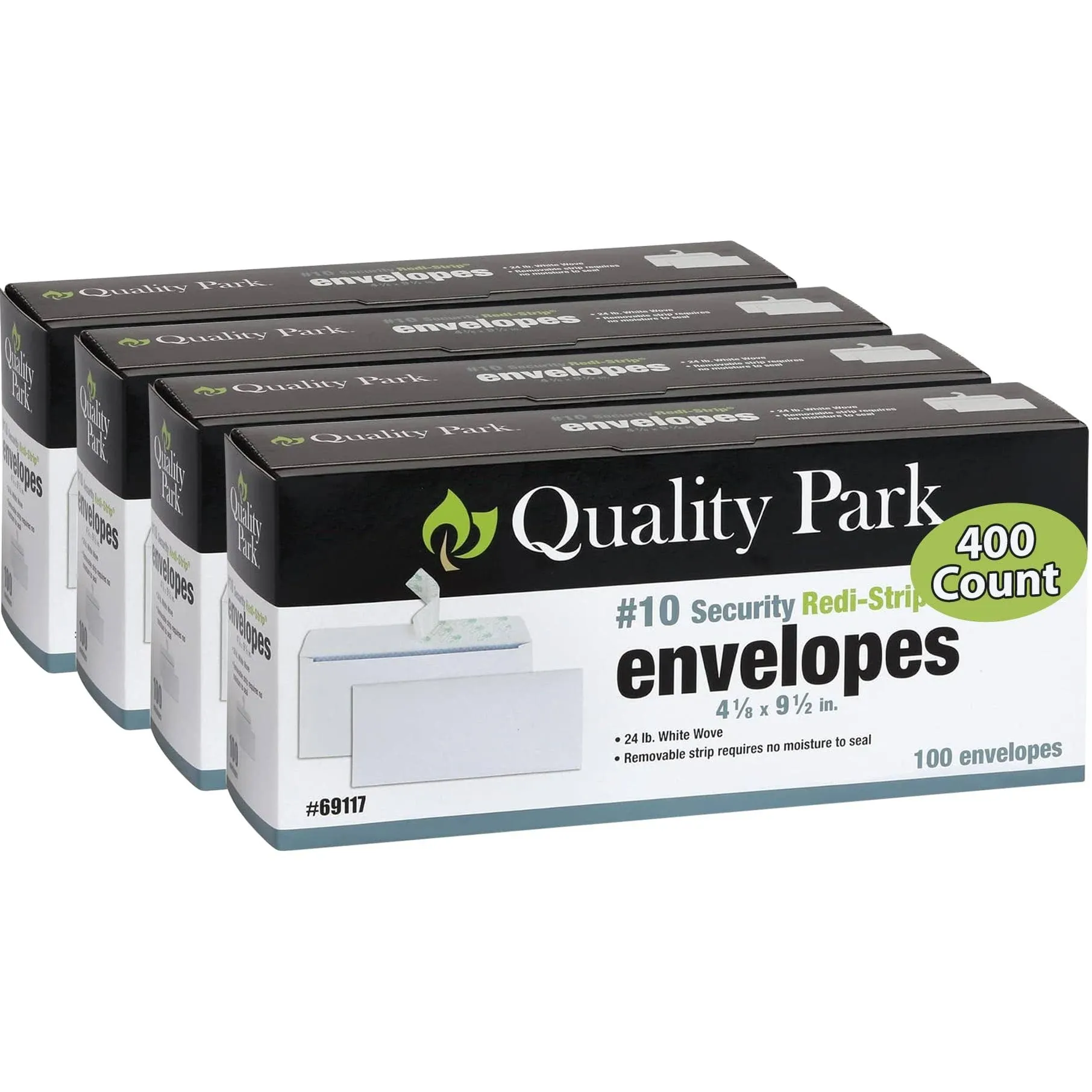 #10 Security Envelopes, No Window, Redi-Strip Self Seal Envelopes, 24-lb Whit...