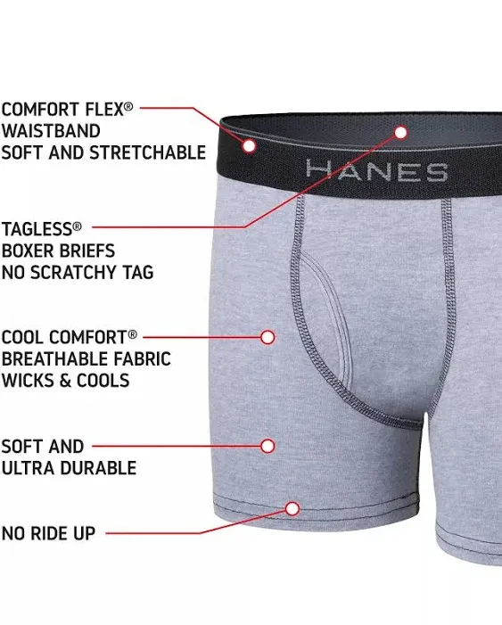 Hanes Boys' Ultimate Lightweight Boxer Briefs, 5-Pack - Size Large