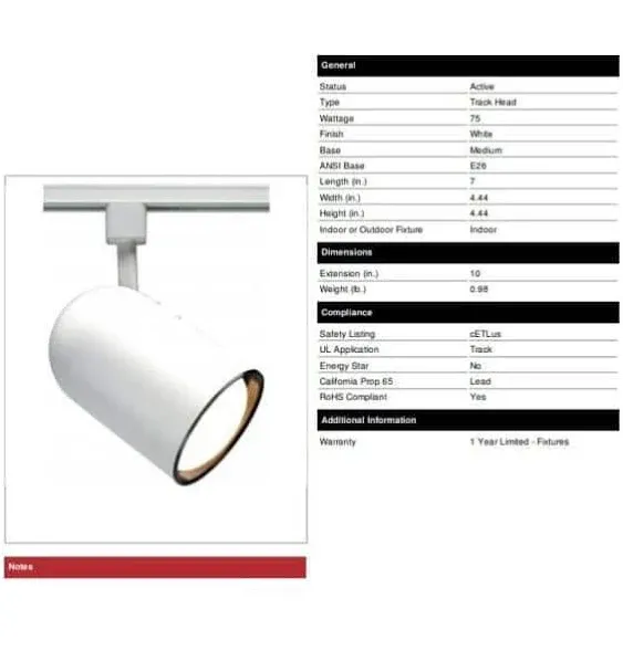 Nuvo - 1 Light - R30 - Track Head - Bullet Cylinder White - TH210