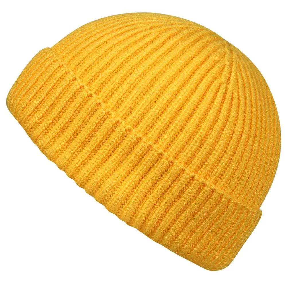 MaxNova Knit Cuff Short Fisherman Beanie for Men Women Warm Hats