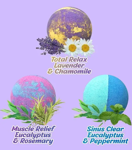 Aromatherapy Bath Bombs Set for Women & Men! Healing Essential Oil Bath Bombs Gift Box with 18 Large Natural Moisturizing Bath Bombs. Bulk Wrapped Bath Bombs Gift Set for Dry Skin