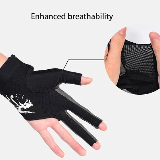 Billiard Glove,3 Finger Billiards Gloves for Man Woman, Pool Cue Gloves,Snooker Playerss Gloves,Durable Breathable Anti-Skid,Wear on The Right or Left Hand (M)