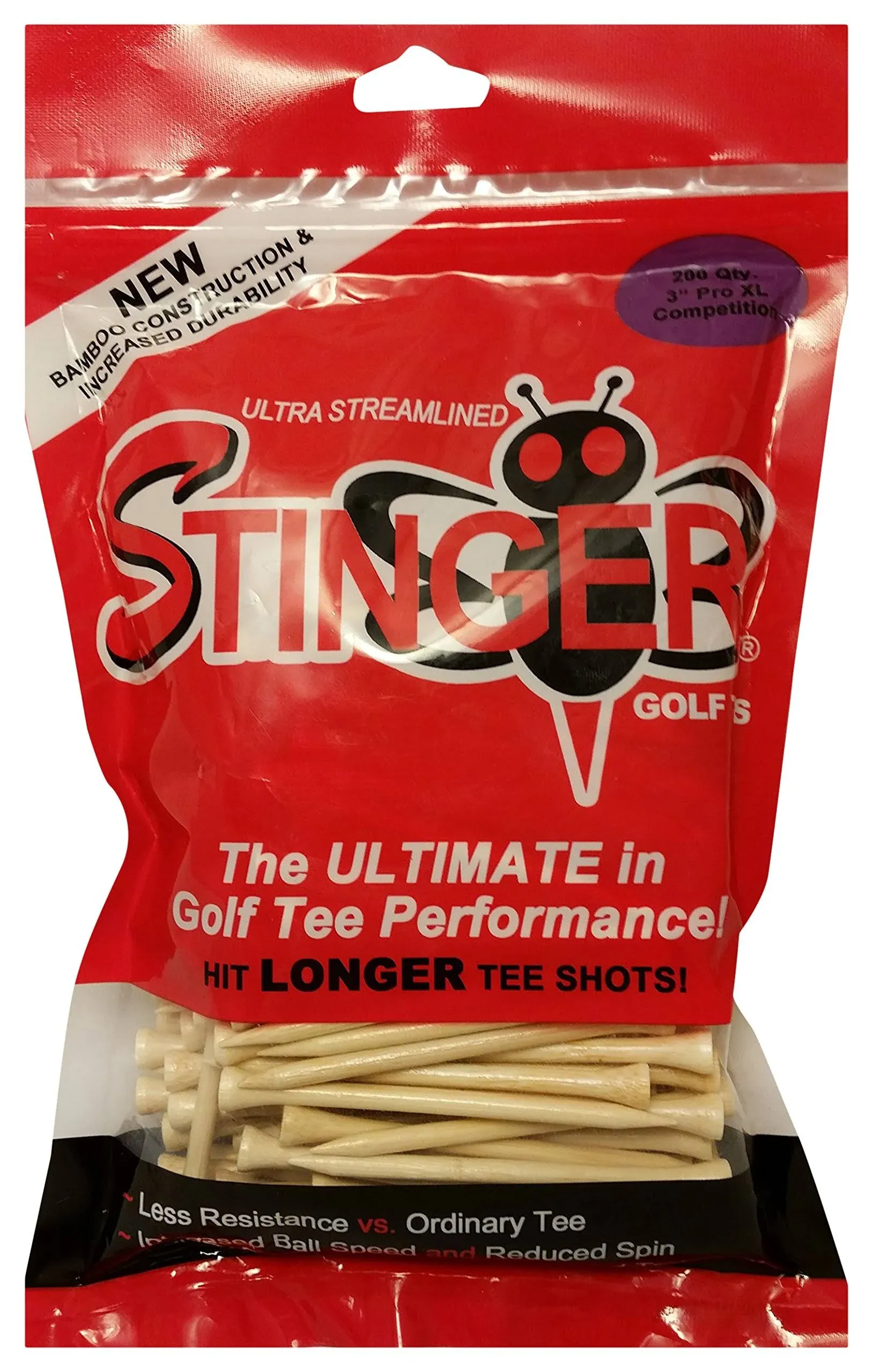 New 200 Stinger Golf Tees 3&#034; XL Competition Golf Tees   