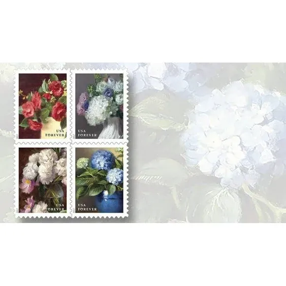 Flowers from the Garden Strip of 100 Usps Forever First Class Postage Stamps Celebrate Wedding Beauty