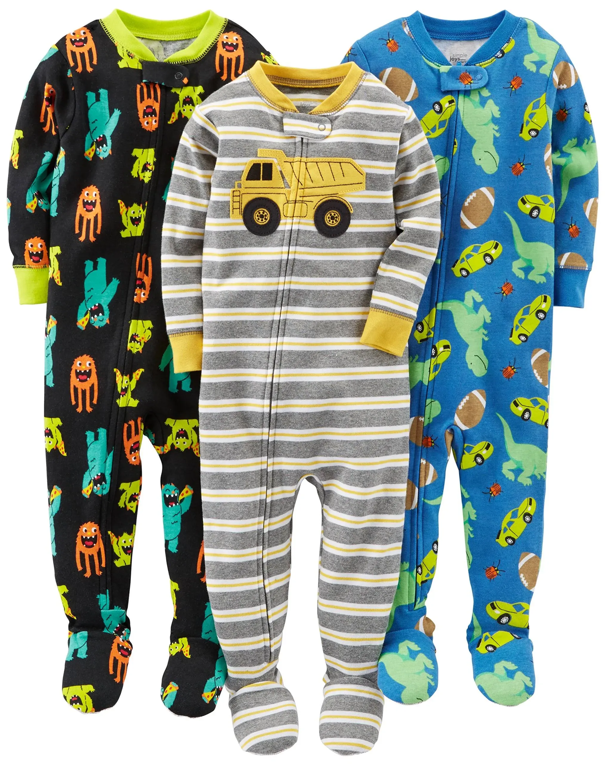 Simple Joys by Carter's Boys' 3-Pack Snug Fit Footed Cotton Pajamas, Girl's, Size: 5