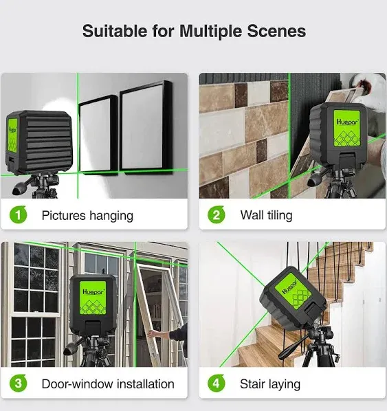 Huepar 100-ft Green Self-Leveling Cross-line Laser Level